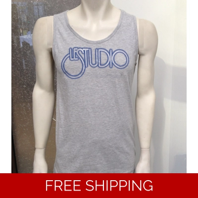 Le Studio Tank Top Grey Silver & Blue Front Logo TOS